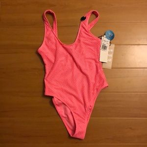 NWT SMALL Hot Neon Pink one piece swim suit